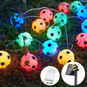 Футбольные украшения, гирлянды, работающие от батареек или солнечных батарей, 20 светодиодных декоративных гирлянд для вечеринки, Хэллоуина, рождественского подарка Warm white