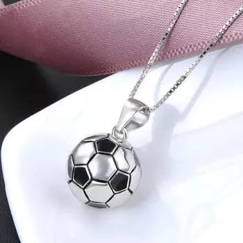 Футбольные украшения Серебряный кулон Европейская и американская мода Футбольные аксессуары серебряный