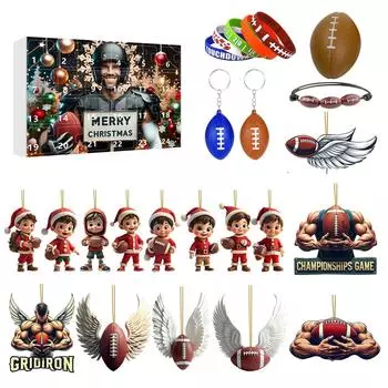 Футбольный адвент-календарь, адвент-календарь, адвент-календарь для мальчиков, спорт, акриловый календарь обратного отсчета на 24 дня Футбольные адвент-календари 24 шт. One Size