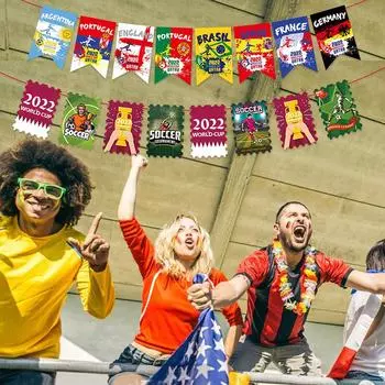 Футбольный флаг подвесное украшение футбольная вечеринка украшения принадлежности бар клуб атмосфера аранжировка бумажный флаг красочный флаг as the picture