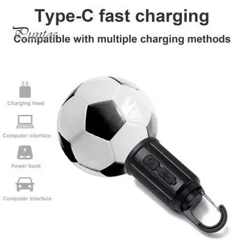 Футбольный кемпинговый фонарь Type-C перезаряжаемый 3 уровня регулируемый супер яркий уличный походный палаточный подвесной светильник светодиодный аварийный фонарь чёрный