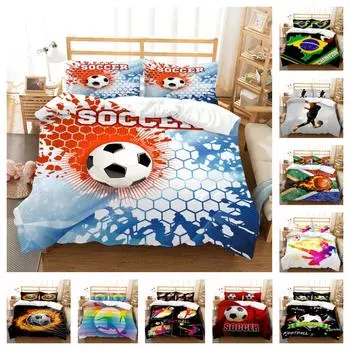 Футбольный комплект детского постельного белья с 3D принтом, постельное белье, комплект постельного белья, домашний декор, постельное белье, наволочка, дышащая наволочка UK Single 135x200cm