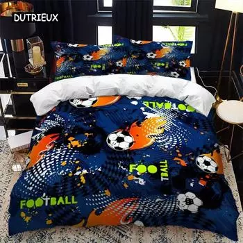 Футбольный комплект пододеяльников 23 шт. Комплект постельного белья с принтом футбола, чехол и наволочки с изображением мяча для детей и подростков взрослых 70x133cm 2pcs