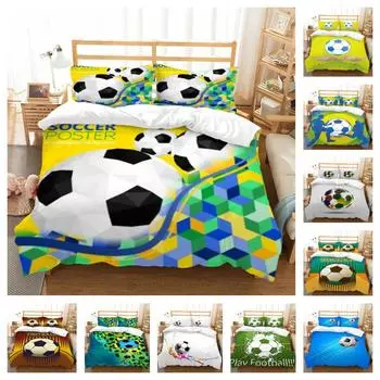 Футбольный комплект постельного белья для мальчиков-подростков, пододеяльник, мягкое высококачественное одеяло, пододеяльник на молнии, домашнее постельное белье, мягкое UK Single 135x200cm