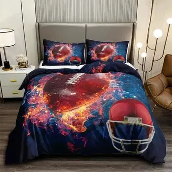 Футбольный комплект постельного белья 3D спортивный футбольный комплект постельного белья наволочка для мальчиков подростков двойной размер Queen King Size полиэстеровый чехол Qulit 70x133cm 2pcs