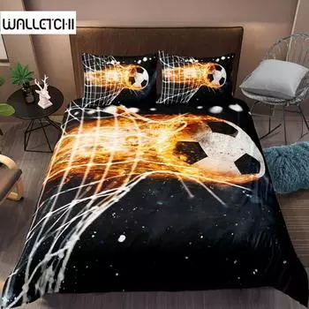 Футбольный комплект постельного белья с принтом наволочка пододеяльник футбольный пододеяльник домашний текстиль двуспальная кровать размера «king-size» для детей подростков мужчин EU single(135x200cm)