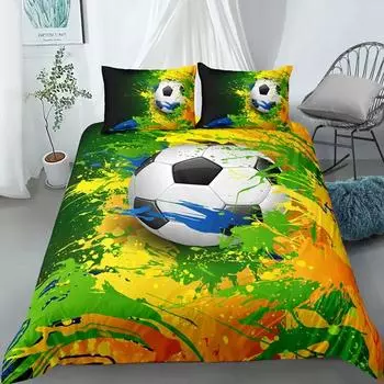 Футбольный комплект постельного белья с принтом наволочка пододеяльник футбольный пододеяльник домашний текстиль размер Queen King Size Спортивная тема пододеяльник A 70x133cm 2pcs