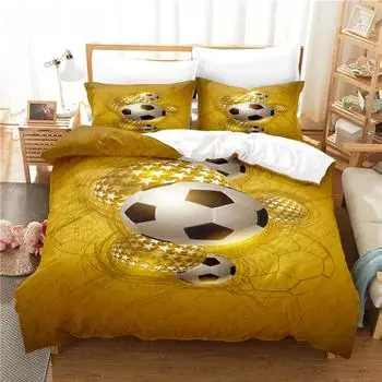 Футбольный комплект постельного белья Пододеяльник Комплект постельного белья 3D Цифровая печать Постельное белье Queen Size Комплект постельного белья Модный дизайн EU single(135x200cm)&set
