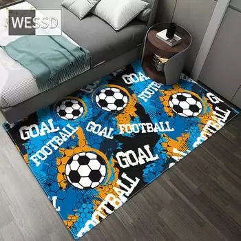 Футбольный ковер, мультяшный ковер для спальни, мягкий фланелевой ковер для подростков, большой коврик 40x60cm 1pcs