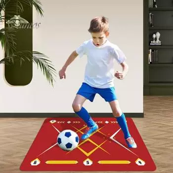 Футбольный коврик для тренировки шагов для улучшения контроля мяча, скорости, ловкости, нескользящий футбольный коврик для всех уровней, улучшения навыков дриблинга 50x80cm темно-синий