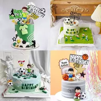 Футбольный мальчик, украшение для торта, баскетбольный игрок на футбольном поле, кукла, украшение для кекса, украшения на день рождения, спортивные принадлежности для вечеринок