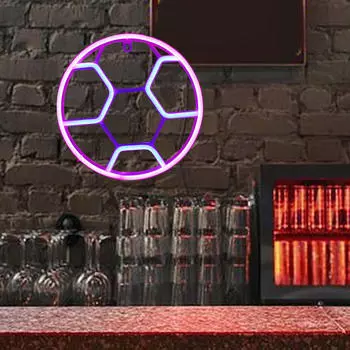 Футбольный неоновый знак, светодиодные знаки на батарейках, декоративный фон, ночник, освещение для розовый