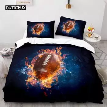 Футбольный пододеяльник для мальчиков и девочек, футбольный пододеяльник, чехол из микрофибры, спортивная игровая тема, мягкий, размера King, пододеяльник EU single(135x200cm)