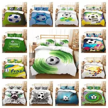 Футбольный принт, домашний текстиль, постельное белье, костюм, уникальный дизайн, комплект пододеяльников с постельными принадлежностями, подушка, домашняя постельная одежда UK Single 135x200cm