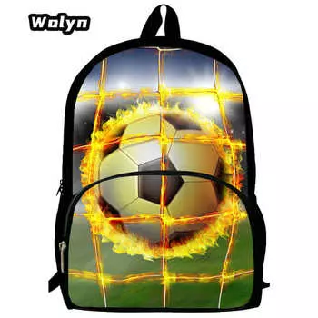 Футбольный принт школьный рюкзак для 1-3 класса, мультяшные школьные сумки для мальчиков и девочек, большой вместительный детский рюкзак для школы 15 inches