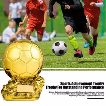 Футбольный трофей из смолы Золотой мяч Приз чемпионата по футболу Коллекционная награда для игрока Футбольное украшение для фанатов Подарочный стол Декор для книжной полки S