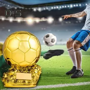 Футбольный трофей из смолы Золотой мяч Приз чемпионата по футболу Коллекционная награда для игрока Футбольное украшение для фанатов Подарочный стол Декор для книжной полки S