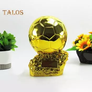 Футбольный трофей из смолы Золотой мяч Приз чемпионата по футболу Коллекционная награда для игрока Футбольное украшение для фанатов Подарочный стол Декор для книжной полки S