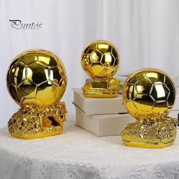 Футбольный трофей из смолы Золотой мяч Приз чемпионата по футболу Коллекционная награда для игрока Футбольное украшение для фанатов Подарочный стол Декор для книжной полки S