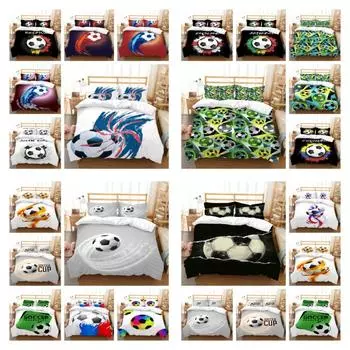 Футбол Пододеяльник Комплект Домашний текстиль 3D Мужчина Печать Фиолетовый Модный подарок для мальчиков-подростков Покрывала Роскошные комплекты кроватей UK Single 135x200cm