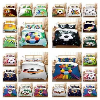 Футбол Шаблон ПостельНый комплект Роскошный пододеяльник Комплект Мода Домашний текстиль Прекрасное одеяло Чехол Мальчик Девочка Один размер Постельное белье Костюм UK Single 135x200cm