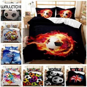 Футбол Спортивное одеяло Наволочка Большой размер Постельное белье Детская спальня для мальчиков Украшения King Queen Multisize Постельное белье EU single(135x200cm)
