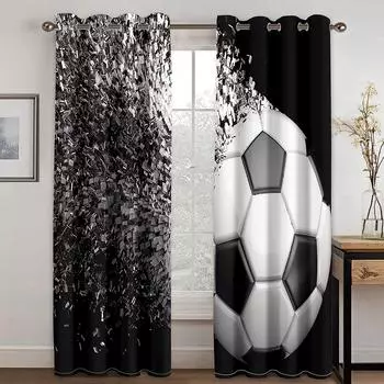 Футбол Спортивные Шторы для Гостиной Спальни Мальчика Оконные Шторы Для Ванной Комнаты Детские Шторы, 2 Шт. Бесплатная Доставка Small2x25W60H(CM)&Hook