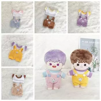 Футболка 15 см, хлопковое кукольное платье, повседневная плюшевая одежда для кукол, одежда для кукол, аксессуары для хлопковых кукол 15cm розовый