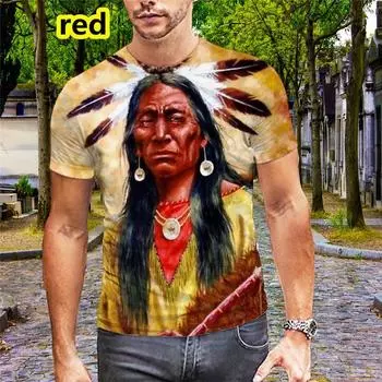 Футболка 2024 года с принтом индейского волка на 3D-принте в стиле Харадзюку, рубашка с коротким рукавом, летняя уличная футболка S синий