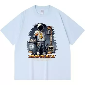 Футболка 230GSM 100% хлопок Деньги (0002) Футболки с принтом Смешная футболка из чесаного хлопка в стиле Харадзюку XS абрикосовый