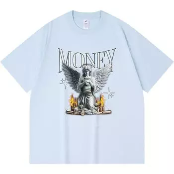 Футболка 230GSM 100% хлопок Деньги (0004) Футболки с принтом Смешная футболка из чесаного хлопка в стиле Харадзюку XS абрикосовый