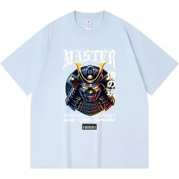 Футболка 230GSM 100% хлопок Футболки с принтом Master Cyber Samurai Смешная футболка из чесаного хлопка в стиле Харадзюку XS абрикосовый