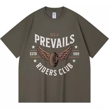 Футболка 230GSM 100% хлопок Prevails Riders Club (0002) Футболки с принтом Смешная футболка из чесаного хлопка в стиле Харадзюку XS абрикосовый