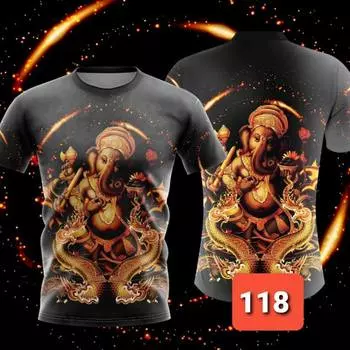 Футболка абсолютно новая для мужчин и женщин, дизайнерский принт, 3D модная уличная одежда, тайская голова слона Ганеша 118 m