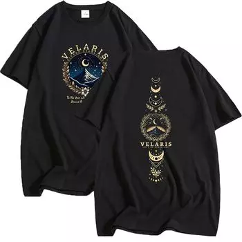 Футболка Acotar Night Court, футболка Velaris City of Starlight, унисекс, Acotar Merch, круглый вырез, короткий рукав, графическая футболка Large чёрный