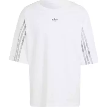 Футболка Adidas Originals Three Stripe Color Block с коротким рукавом и круглым вырезом, свободная посадка, мужские топы, белая IT7446 M