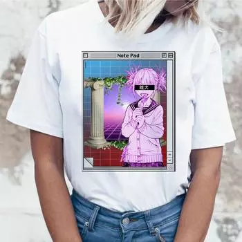 Футболка Ahegao Boku No Hero Academia Футболка с мультяшным принтом Футболка сэмпай Химико Вайфу Тога XL белый