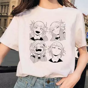 Футболка Ahegao с японским аниме, женская футболка Harajuku Boku No Hero Academia, забавная футболка сэмпай S белый