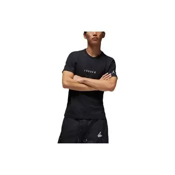 Футболка Air Jordan Logo Print Vintage Embroidery Knit Crew Neck для мужчин, топы, черный DM3183-010 M
