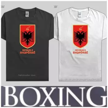 Футболка Албания Кикбоксинг Муай Тай ММА UFC с графическим принтом, национальным флагом страны, ретро-винтажным символом, эмблемой, принтом для мужчин и женщин, унисекс, с коротким рукавом, с круглым вырезом XS