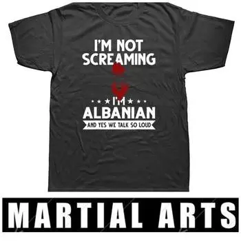 Футболка Албания Муай Тай ММА Кикбоксинг UFC с графическим принтом, национальным флагом страны, ретро-винтажным символом, эмблемой, принтом для мужчин и женщин, унисекс, с коротким рукавом, круглым вырезом XS