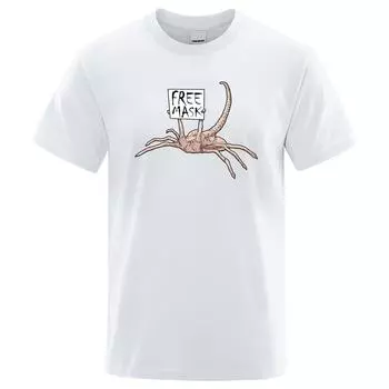 Футболка Alien Free Mask с принтом для мужчин, футболки Horror Scorpion, летняя хлопковая дышащая футболка, одежда в стиле хип-хоп, уличная одежда для мужчин S серый