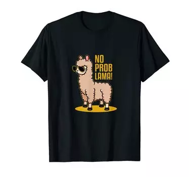 Футболка Alpaka No Problama Riding Llama Drama для детей и мам чёрный