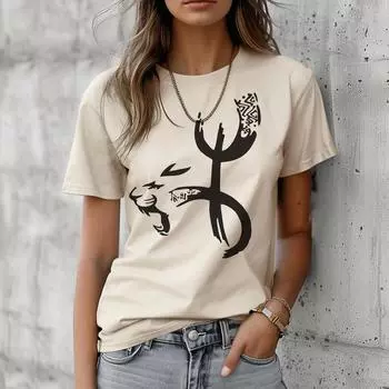 Футболка Amazigh, женские футболки с рисунком аниме, одежда для девочек L