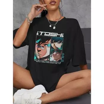 Футболка аниме BLUE LOCK Rin Itoshi с принтом Harajuku для женщин, футболка с рисунком манги, уличная одежда, короткий рукав, хлопковая женская футболка BLUE LOCK S