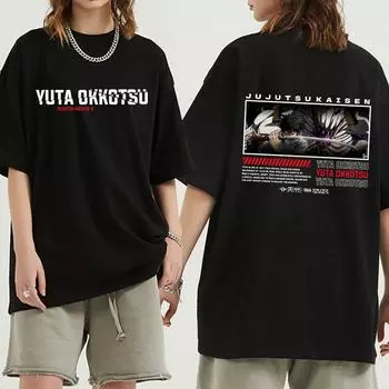 Футболка «Аниме дзюдзюцу кайсен», забавная манга «Юта Оккоцу», хлопковая футболка с короткими рукавами, мужская одежда, футболки большого размера, уличные топы в стиле Харадзюку XXXL белый