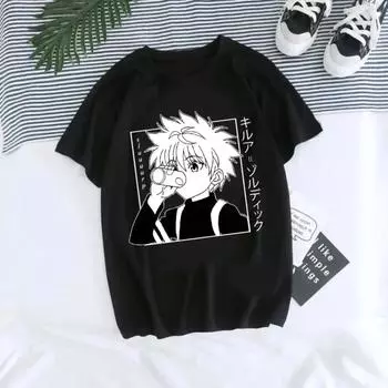 Футболка аниме Hunter X Hunter Японская унисексга Хисока Киллуа Золдик Кавайная забавная футболка Харадзюку Курапика Дьявол Модная футболка S