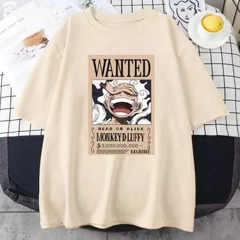 Футболка аниме JoyBoy Luffy Gear Five с принтом постера манги, футболка из хлопка, летняя, европейского размера, уличная одежда, мужские футболки, женские топы, унисекс, повседневная XS белый
