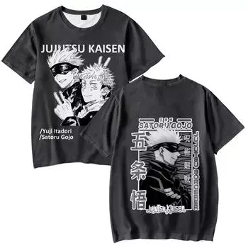 Футболка аниме Jujutsu Kaisen для женщин и мужчин, летняя одежда, фитнес, O-образный вырез, мужская футболка для мужчин, большие размеры, новые мужские футболки, топы XS