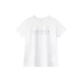 Футболка Anta Casual Sports с круглым вырезом и буквенным принтом, прямая, женская, белая 162127105-1 S